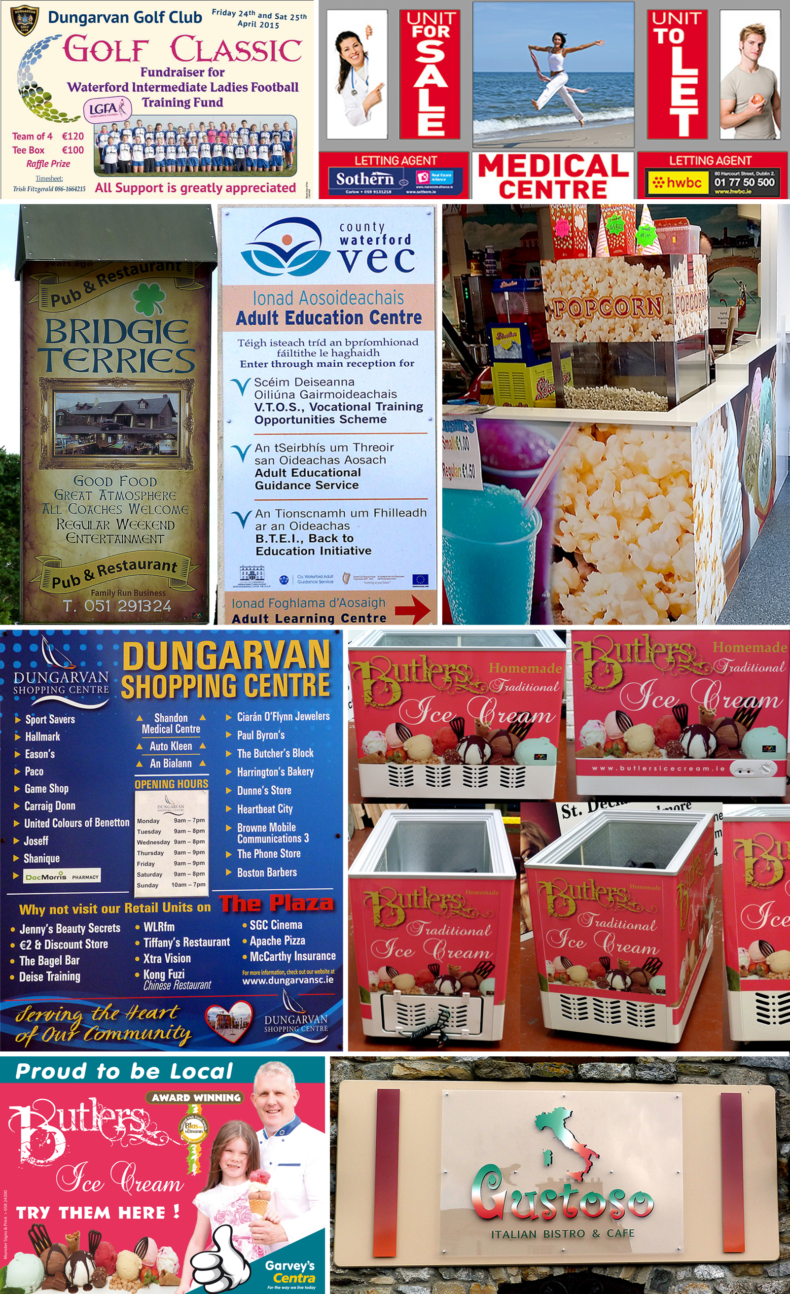 Signs, boards, contuars objects