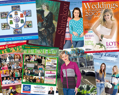 albums, magazines, advertisers, books